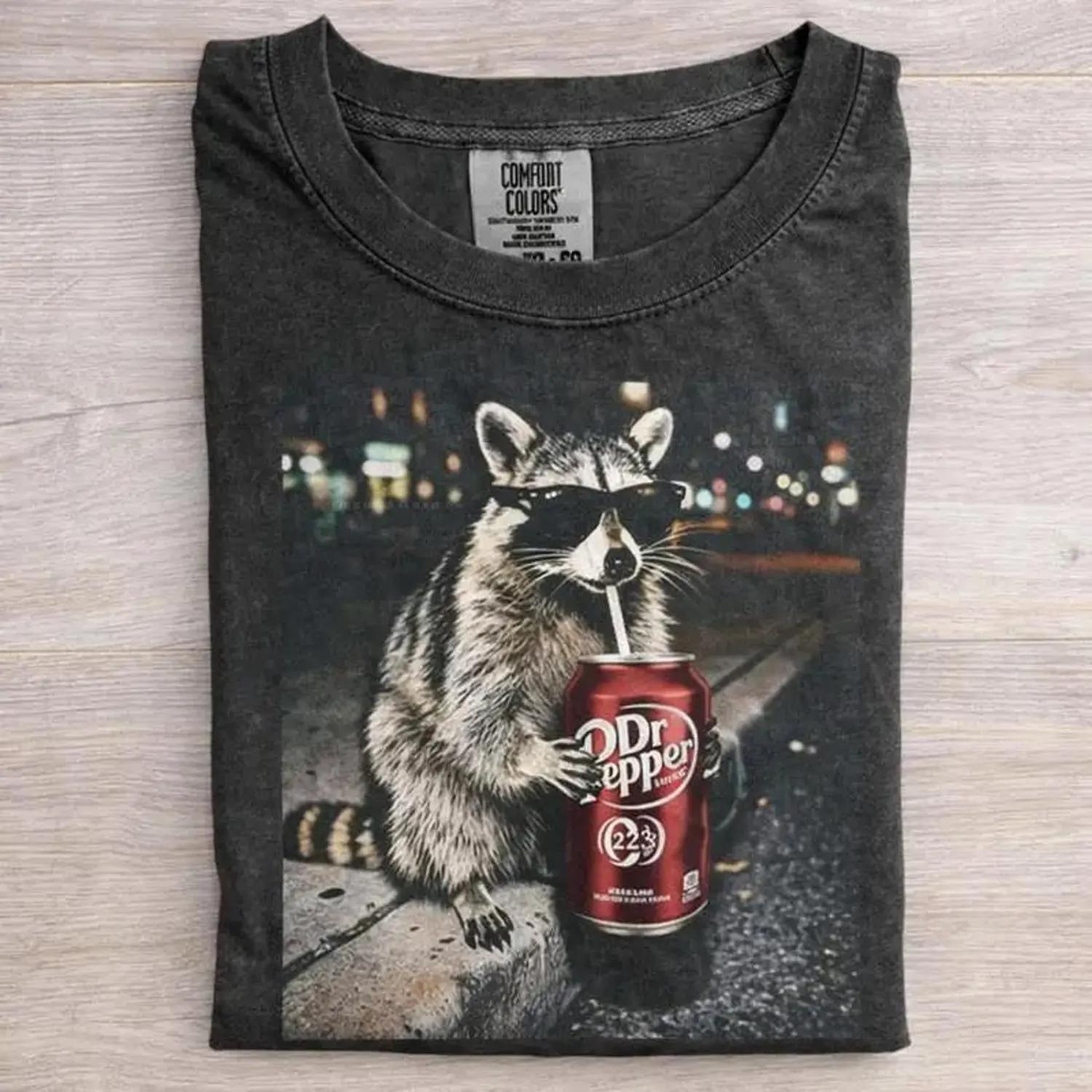 Cool Raccoon Graphic Tee Fun Animal Lover Shirt